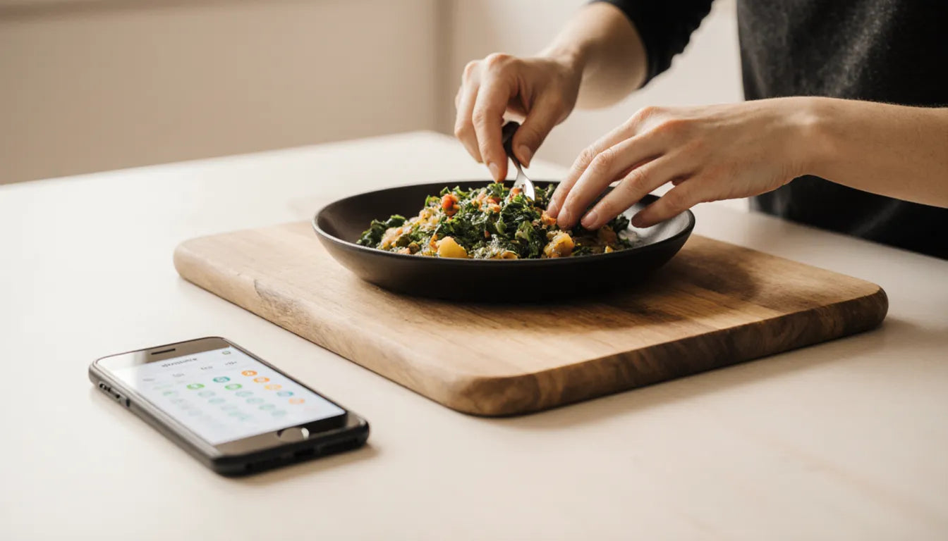 Real-food meal with the VitalState app alongside
