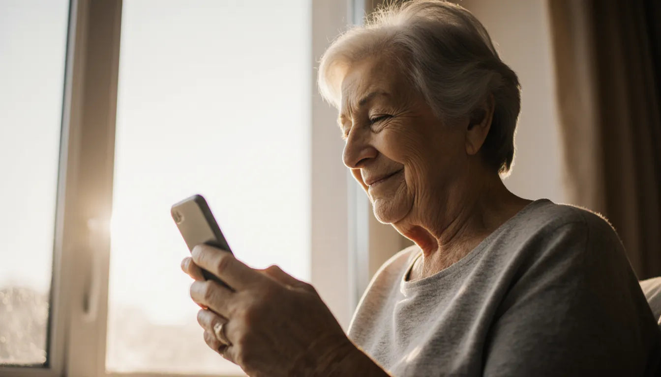 A woman checking her IR score on the VitalState app