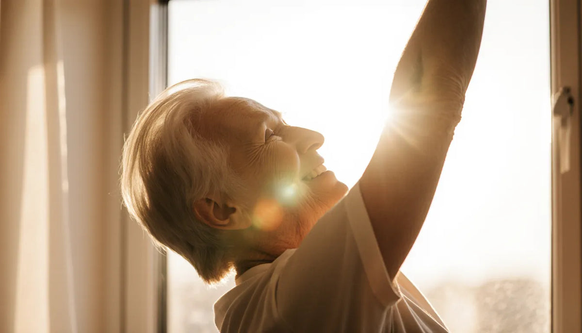A woman stepping into morning light - starting her reset